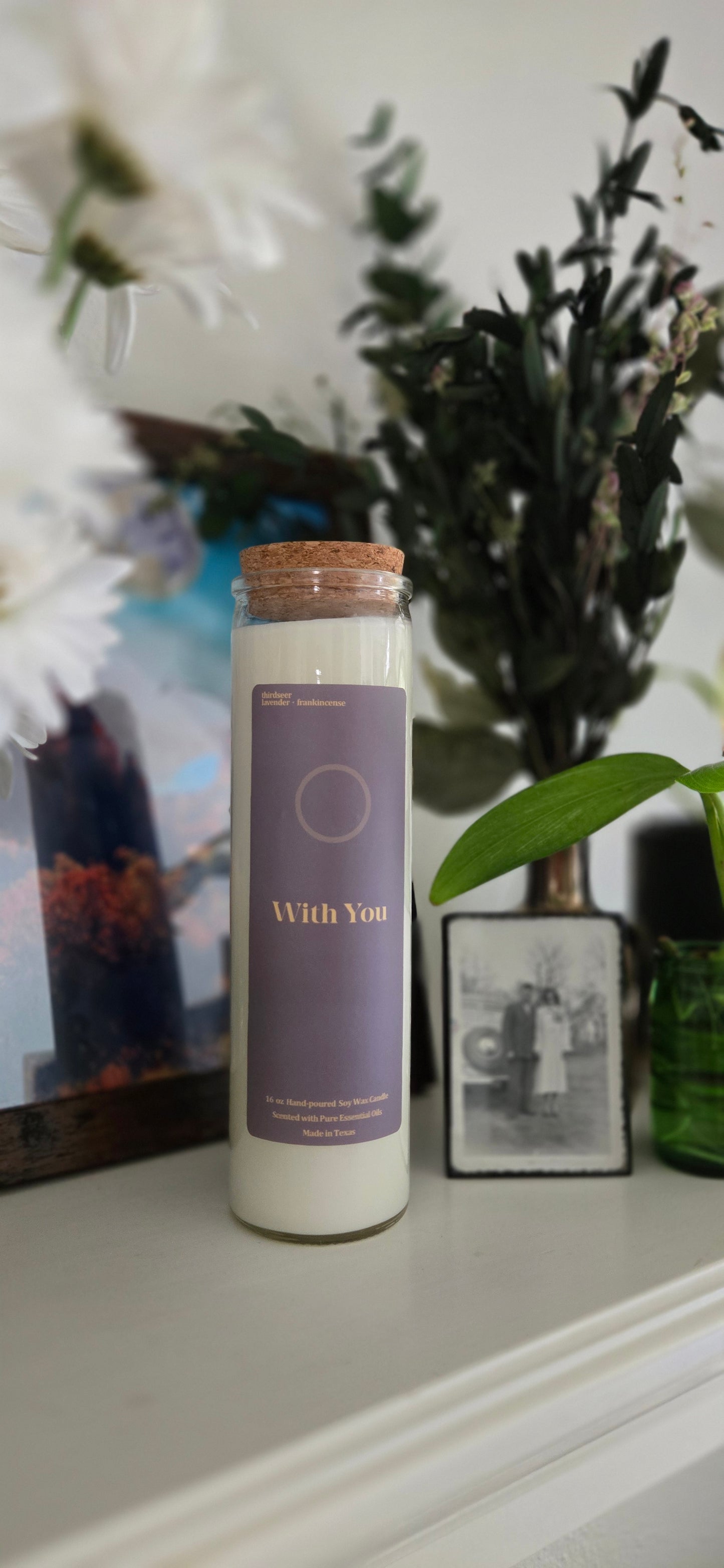 With You · Lavender & Frankincense Non-Toxic Plant-Based Prayer Candle