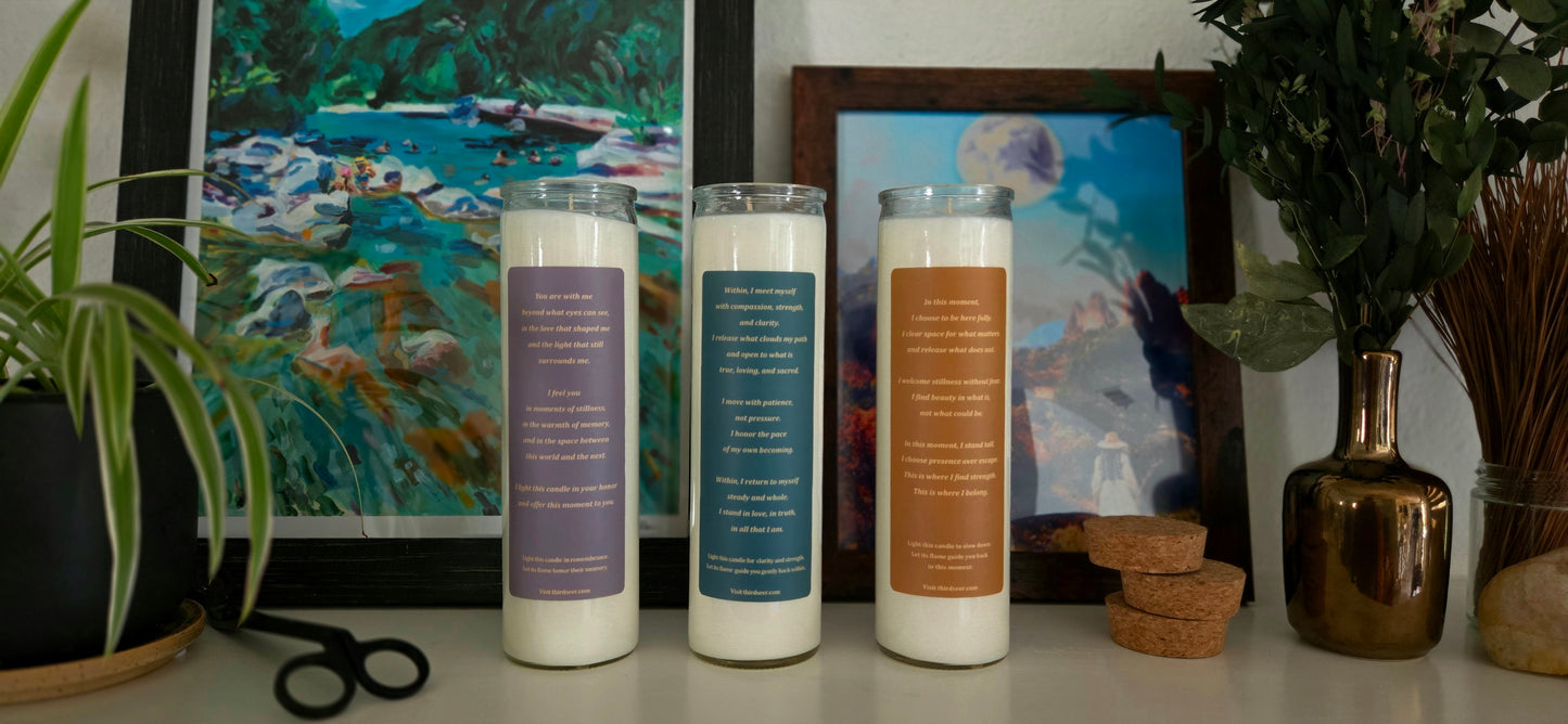The First Light Collection · Set of 3 Non-Toxic Essential Oil Scented Prayer Candles