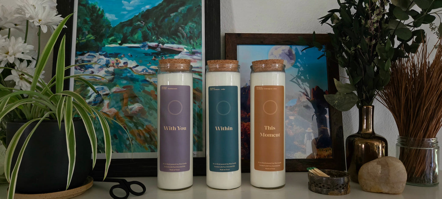 The First Light Collection · Set of 3 Non-Toxic Essential Oil Scented Prayer Candles