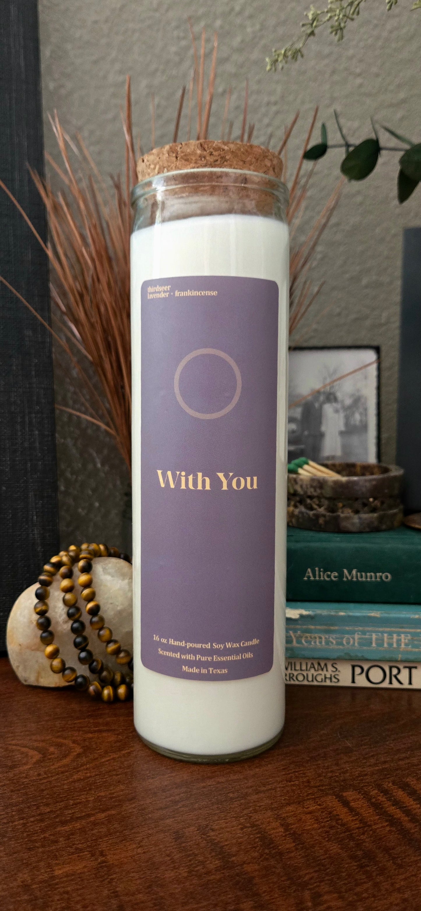 With You · Lavender & Frankincense Non-Toxic Plant-Based Prayer Candle